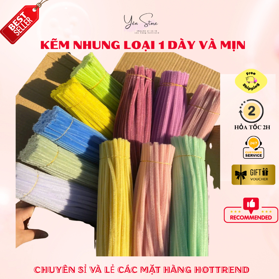 LẺ 20 SỢI DÂY KẼM NHUNG LOẠI 1 DÀY MỊN ĐỦ MÀU LÀM HOA HANDMADE DIY YEN STORE